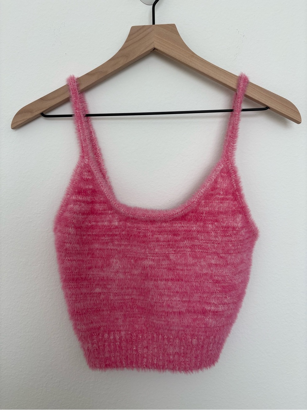 NWOT Fuzzy Knit Crop Tank Top - Pink
